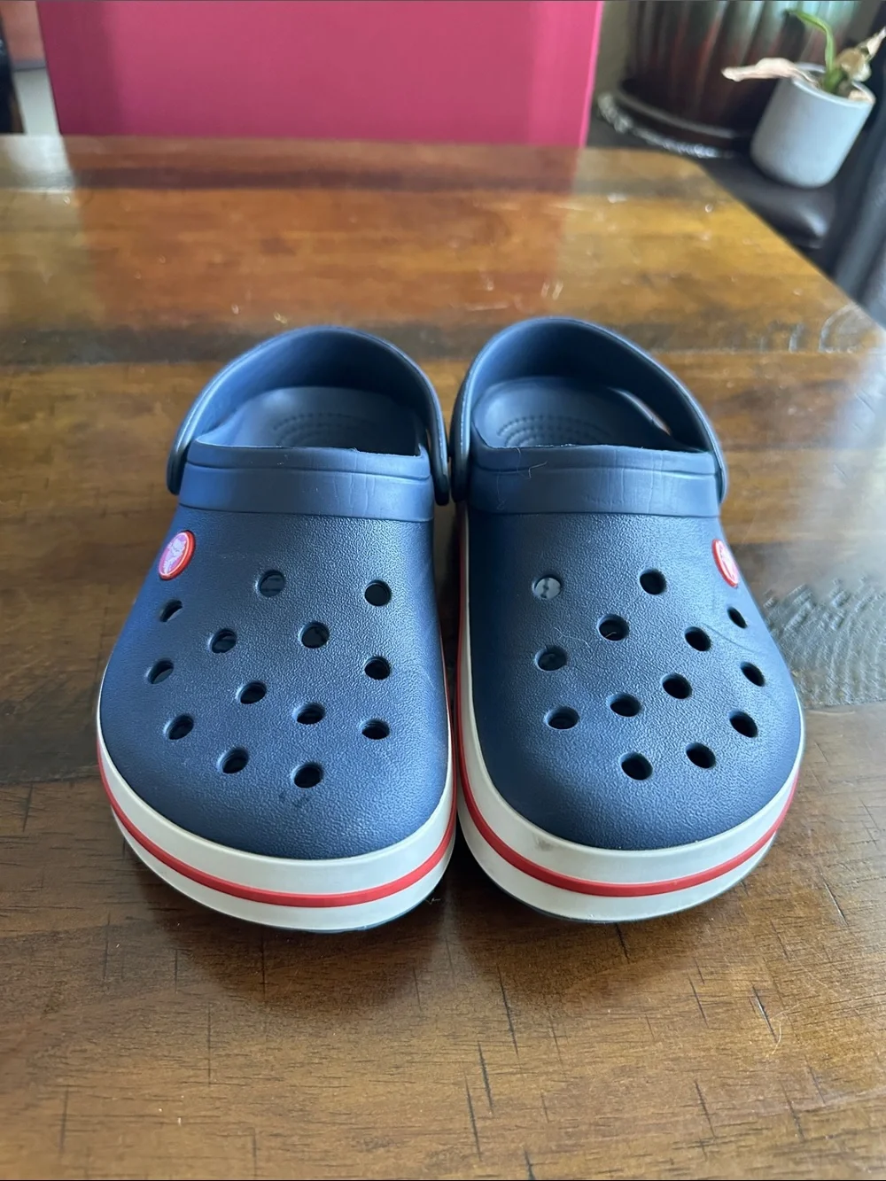 CROCS Kids Navy Clogs with Red Accent